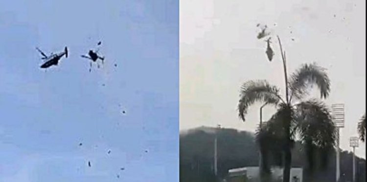 मलेशिया के मिलिट्री के 2 हेलिकॉप्टर क्रैश, हादसे का वीडियो वायरल